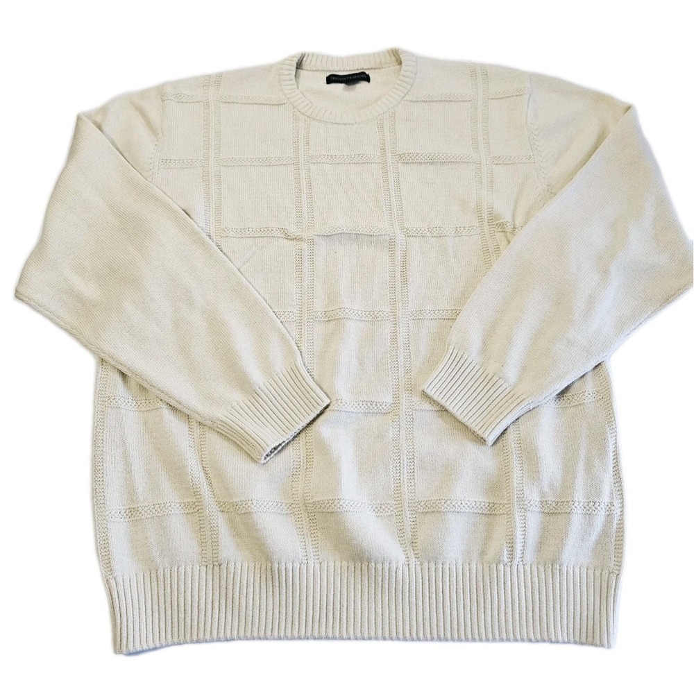 Tricots St Raphael Sweater Men's 2XL Vanilla Color Long Sleeve Cotton Pullover